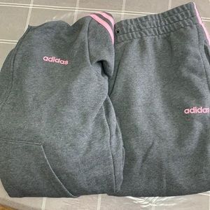 Adidas (grey and pink) tracksuit
